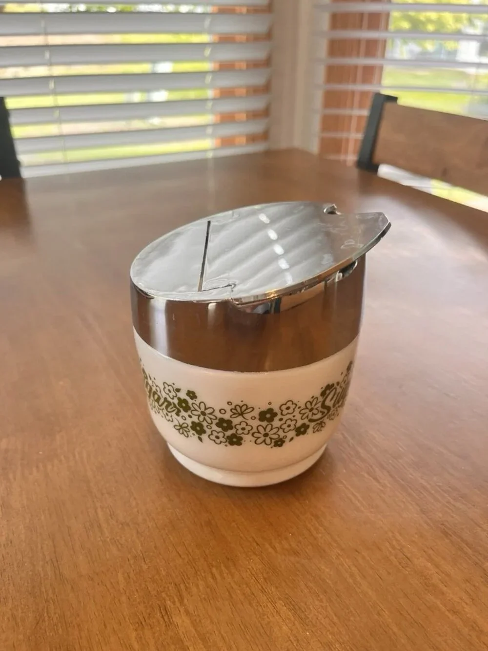 Vintage Gemco Corning Ware Crazy Daisy Spring Blossom Sugar Bowl Dispenser